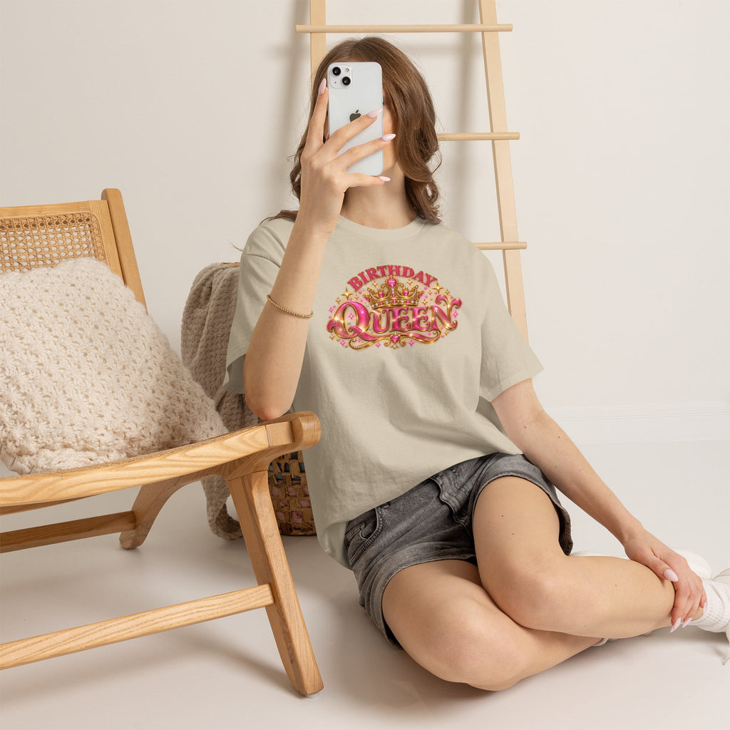 Birthday Queen Graphic T-Shirt | Pink & Gold Crown