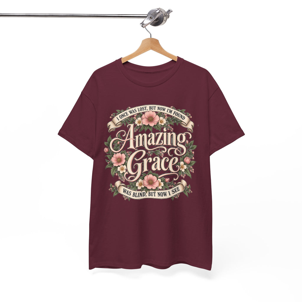 Amazing Grace Floral T-Shirt — Vintage Christian Faith Tee