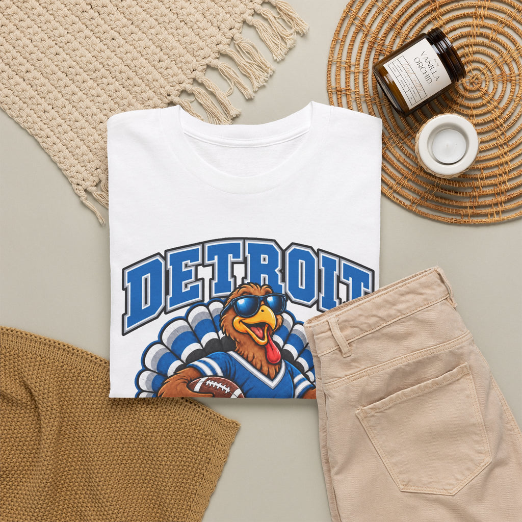 Detroit Thanksgiving Football Tee — Turkey Mascot Game Day Shirt