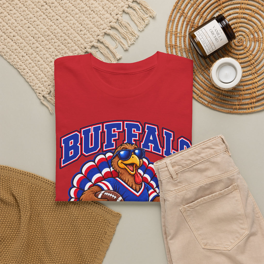 Buffalo Thanksgiving Football T-Shirt — Turkey Mascot Game Day Tee