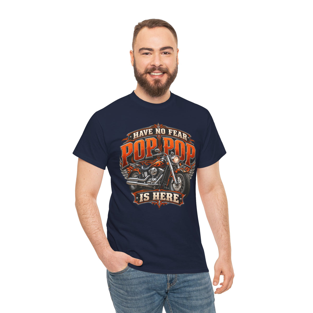 Pop Pop Is Here Motorcycle Dad T-Shirt