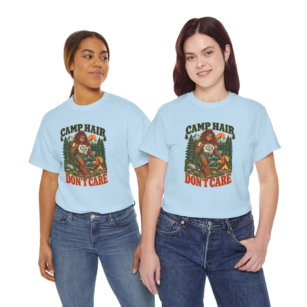 Camp Hair Don't Care T-Shirt — Retro Camping Graphic Tee