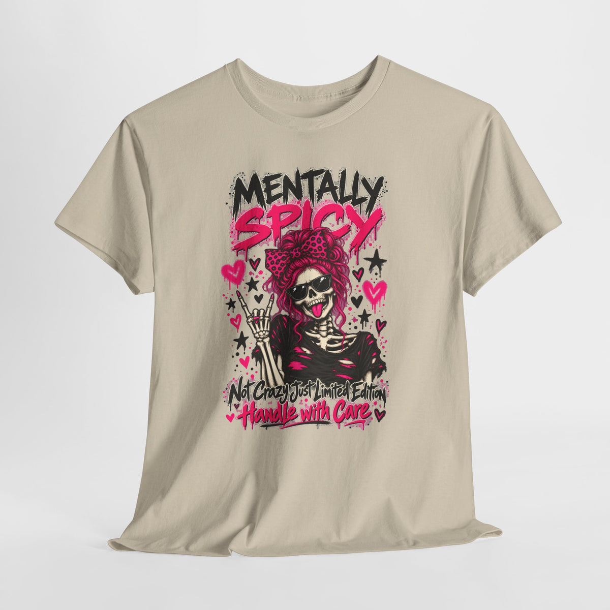 Mentally Spicy Skeleton Graphic T-Shirt