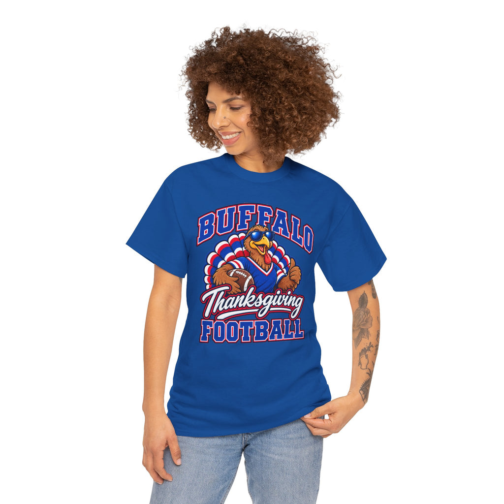Buffalo Thanksgiving Football T-Shirt — Turkey Mascot Game Day Tee