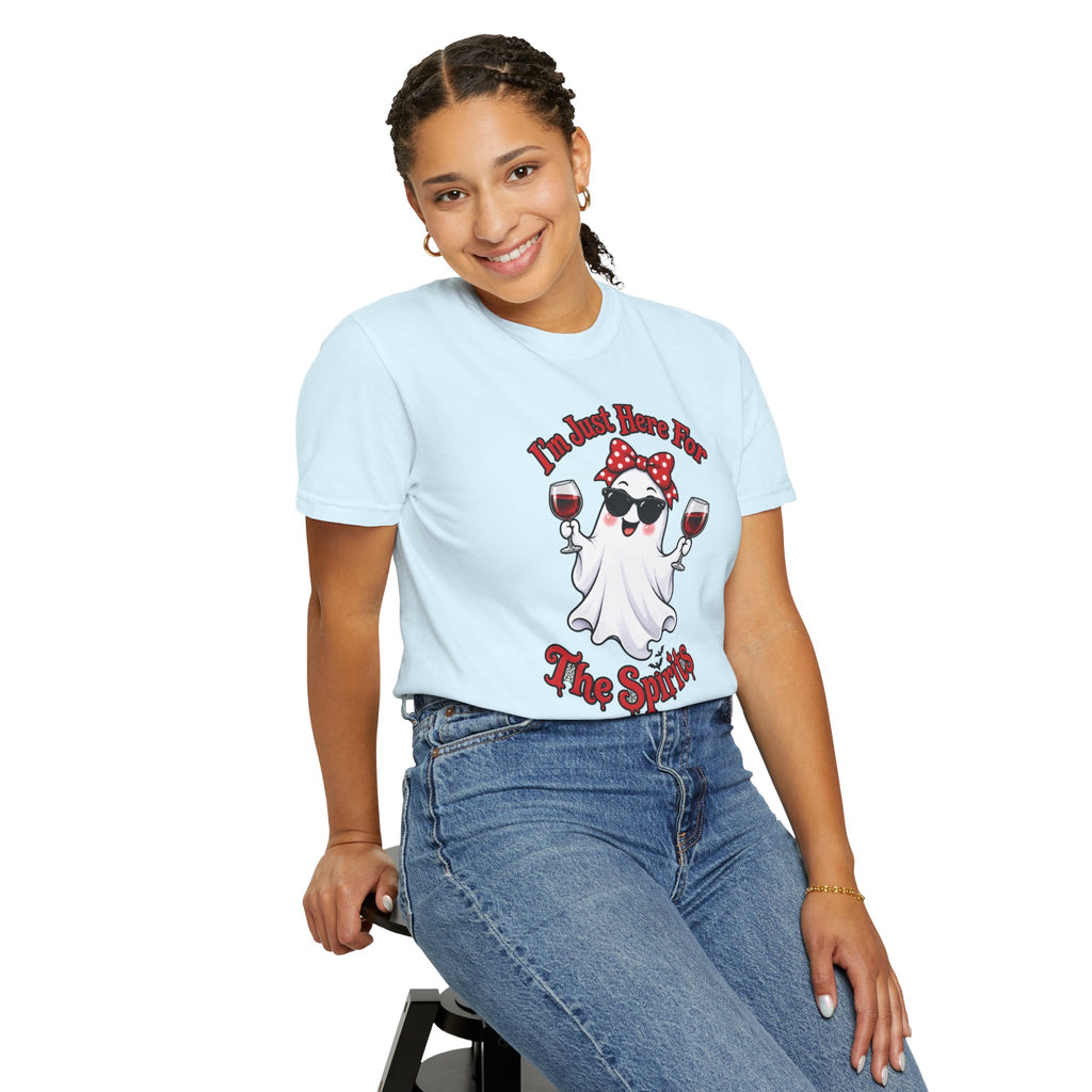 Wine Ghost T-Shirt — "I'm Just Here For The Spirits" Halloween Tee