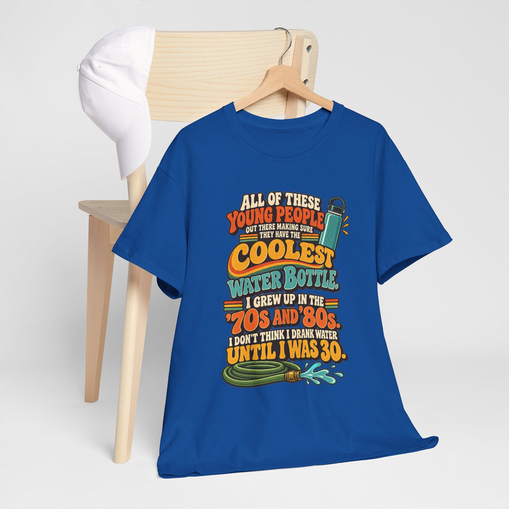 Retro 70s-80s Funny Water Bottle Tee — "Coolest Water Bottle" Graphic T-Shirt