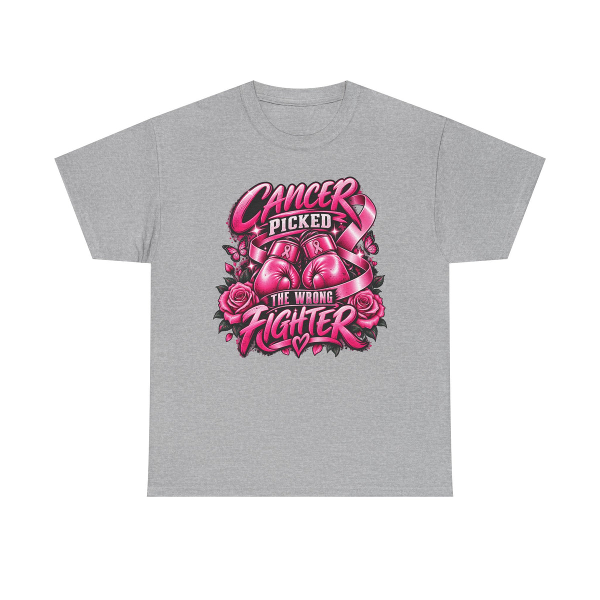Cancer Picked The Wrong Fighter T-Shirt — Breast Cancer Awareness Support Tee