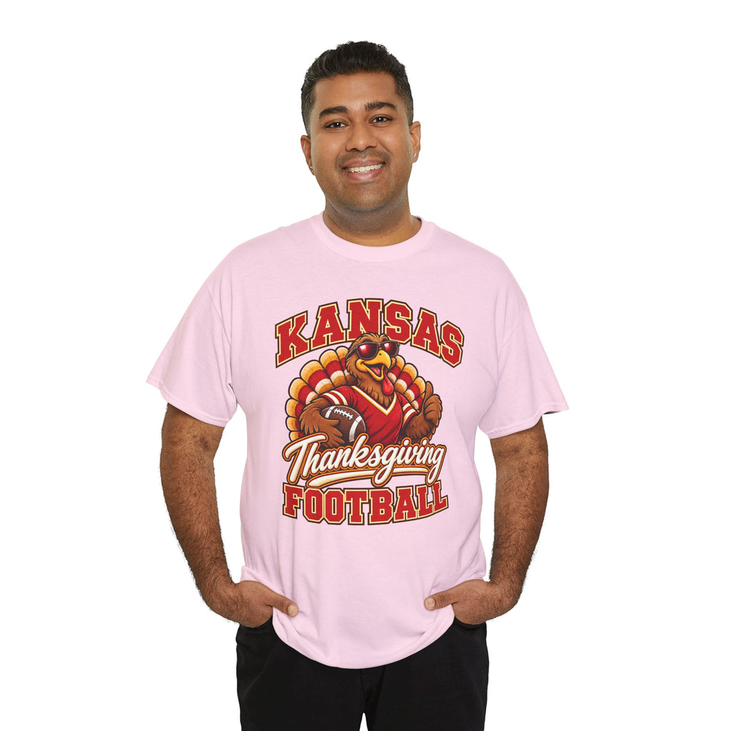 Kansas Thanksgiving Football T‑Shirt — Turkey Mascot Holiday Game Tee