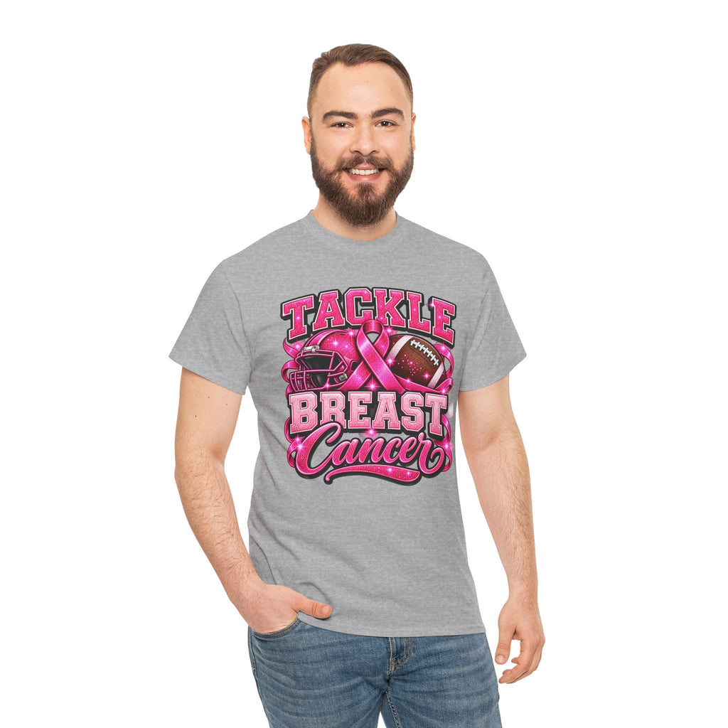 T-Shirt — "Tackle Breast Cancer" Pink Football Awareness Tee