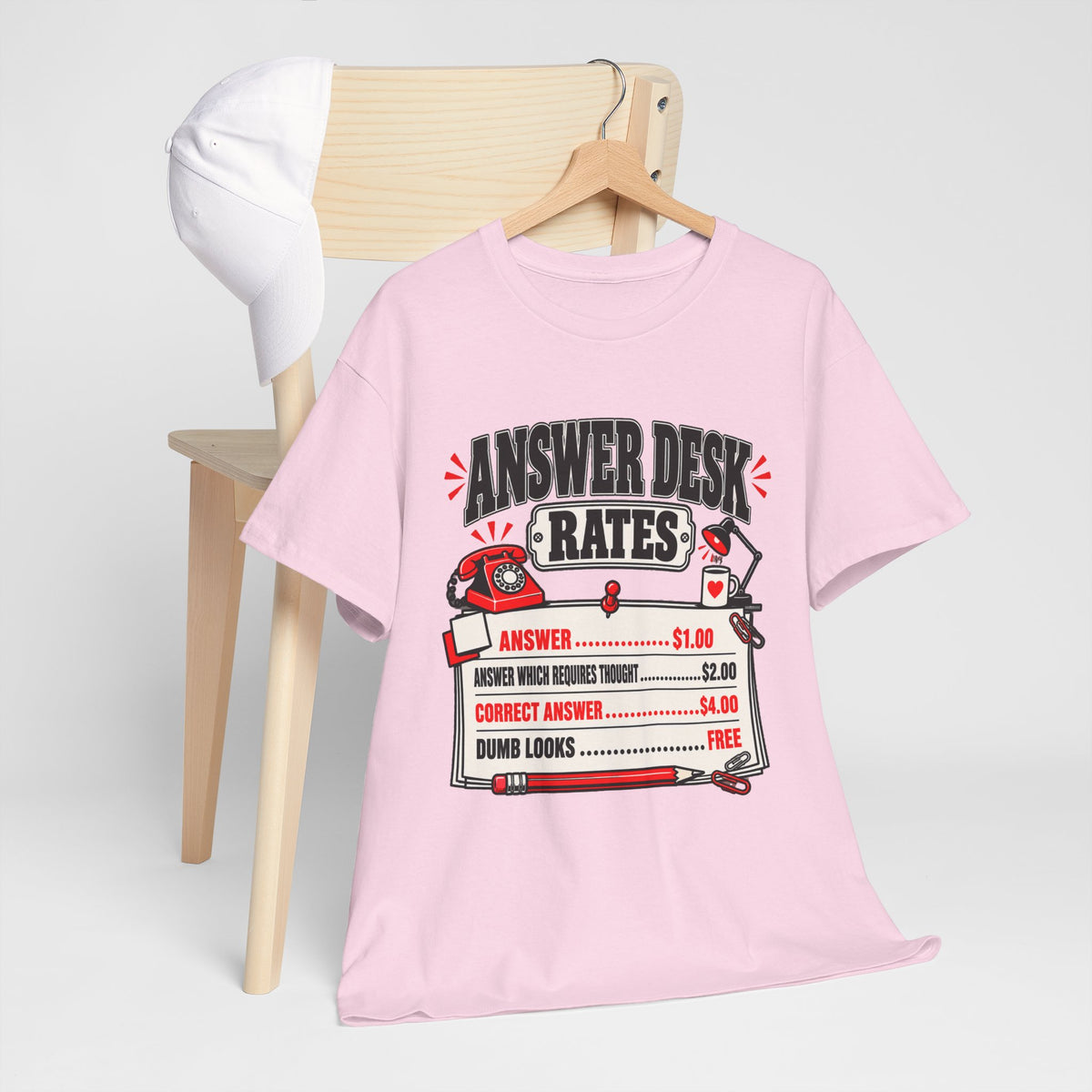 Answer Desk Rates T-Shirt — Funny Help Desk IT Support Tee ("Answer 1.00, Correct Answer 4.00")