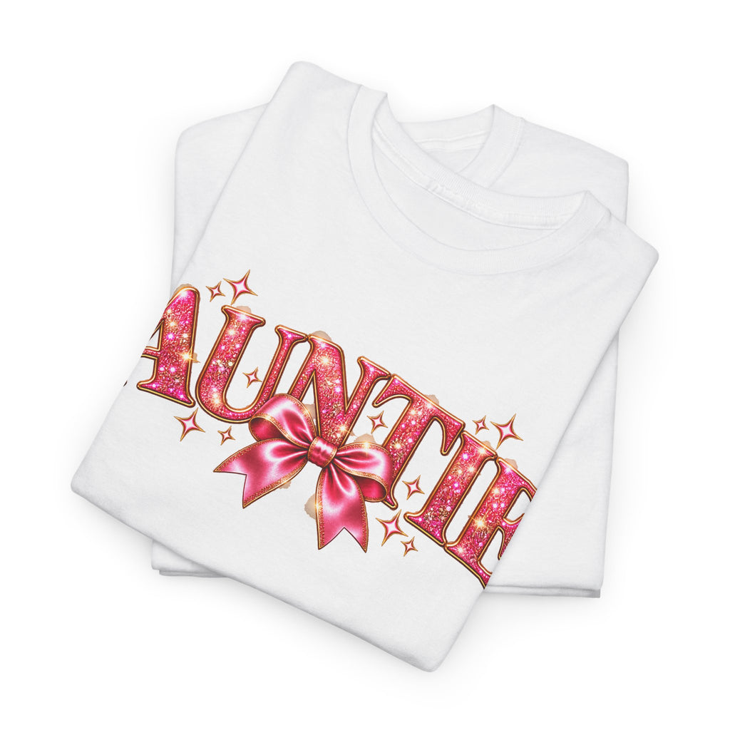 Auntie Graphic T-Shirt | Pink Bow Design