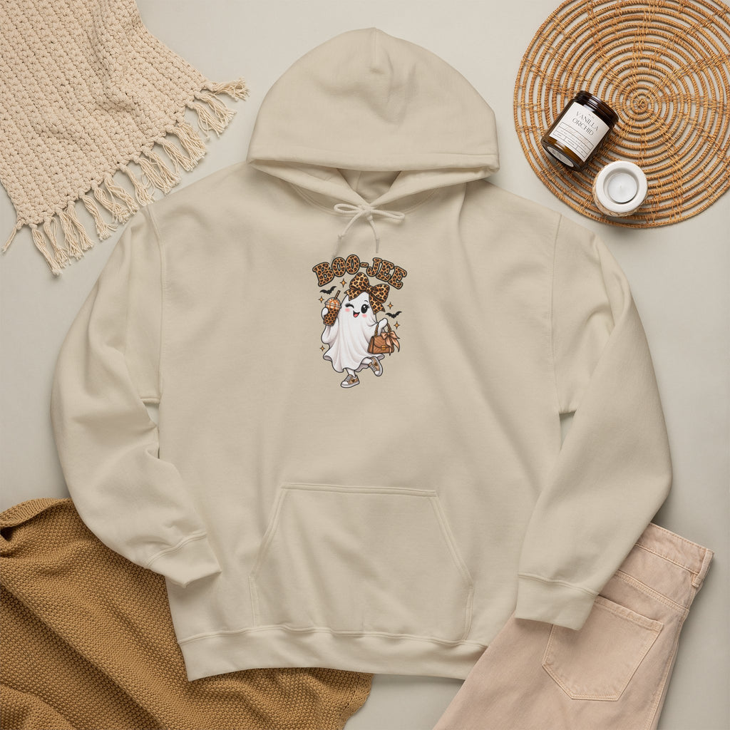 Leopard Bow Ghost Hoodie — Cute Halloween Pumpkin Sweatshirt