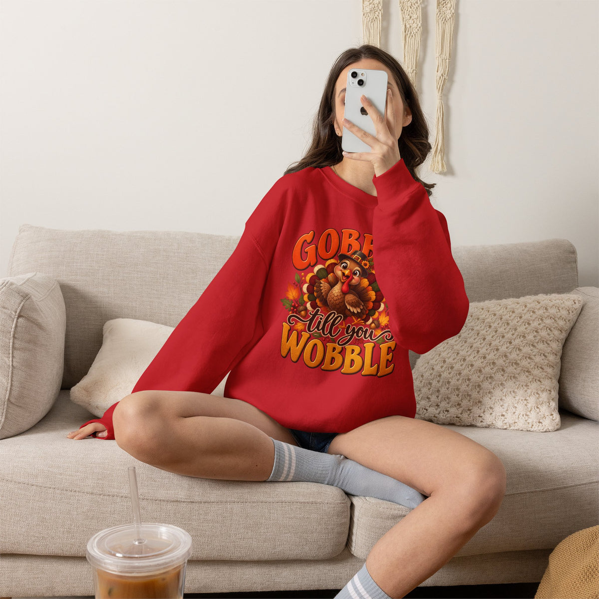 Thanksgiving Turkey 'Gobble Till You Wobble' Crewneck Sweatshirt