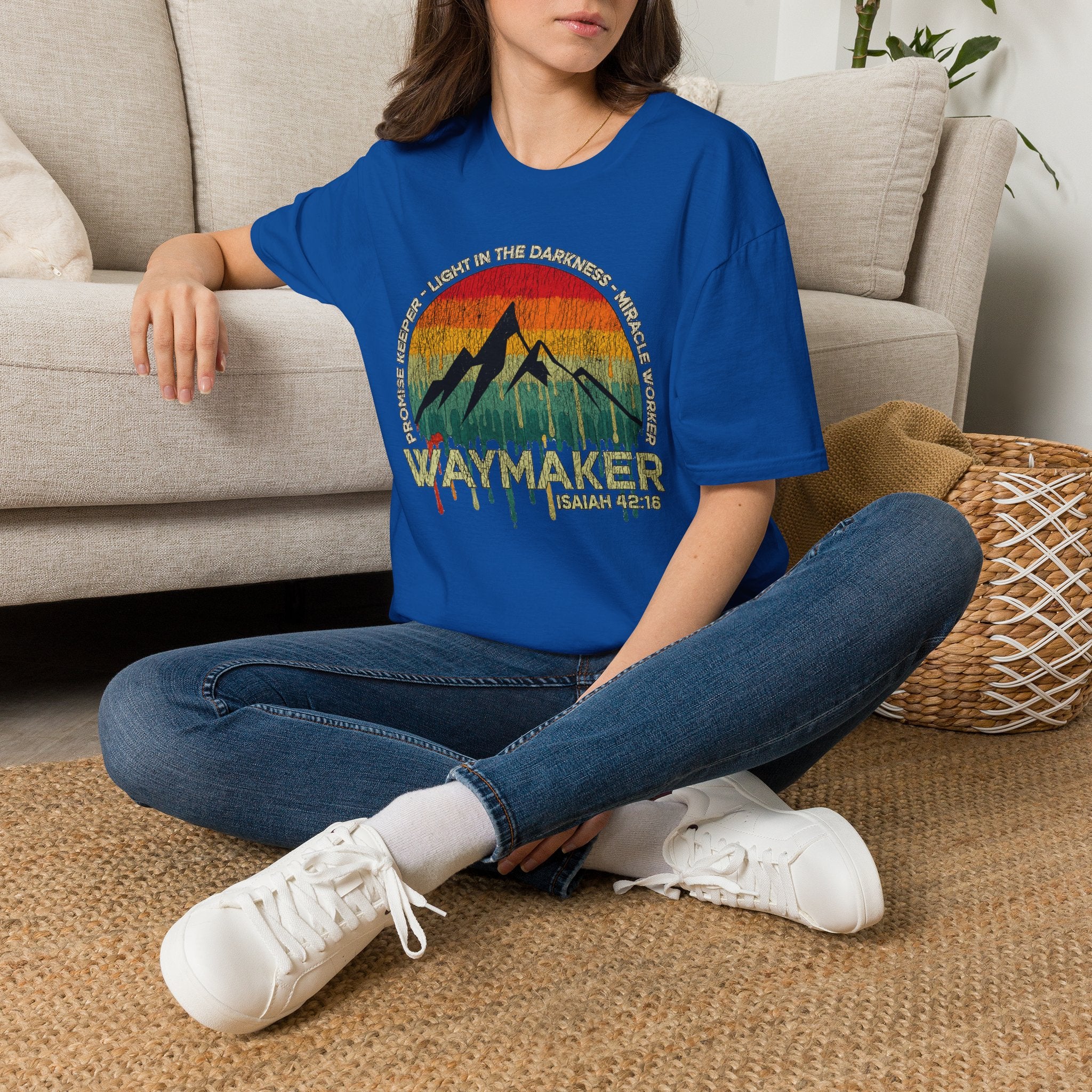 Waymaker Mountain T-Shirt — “Promise Keeper, Light in the Darkness” Christian Graphic Tee