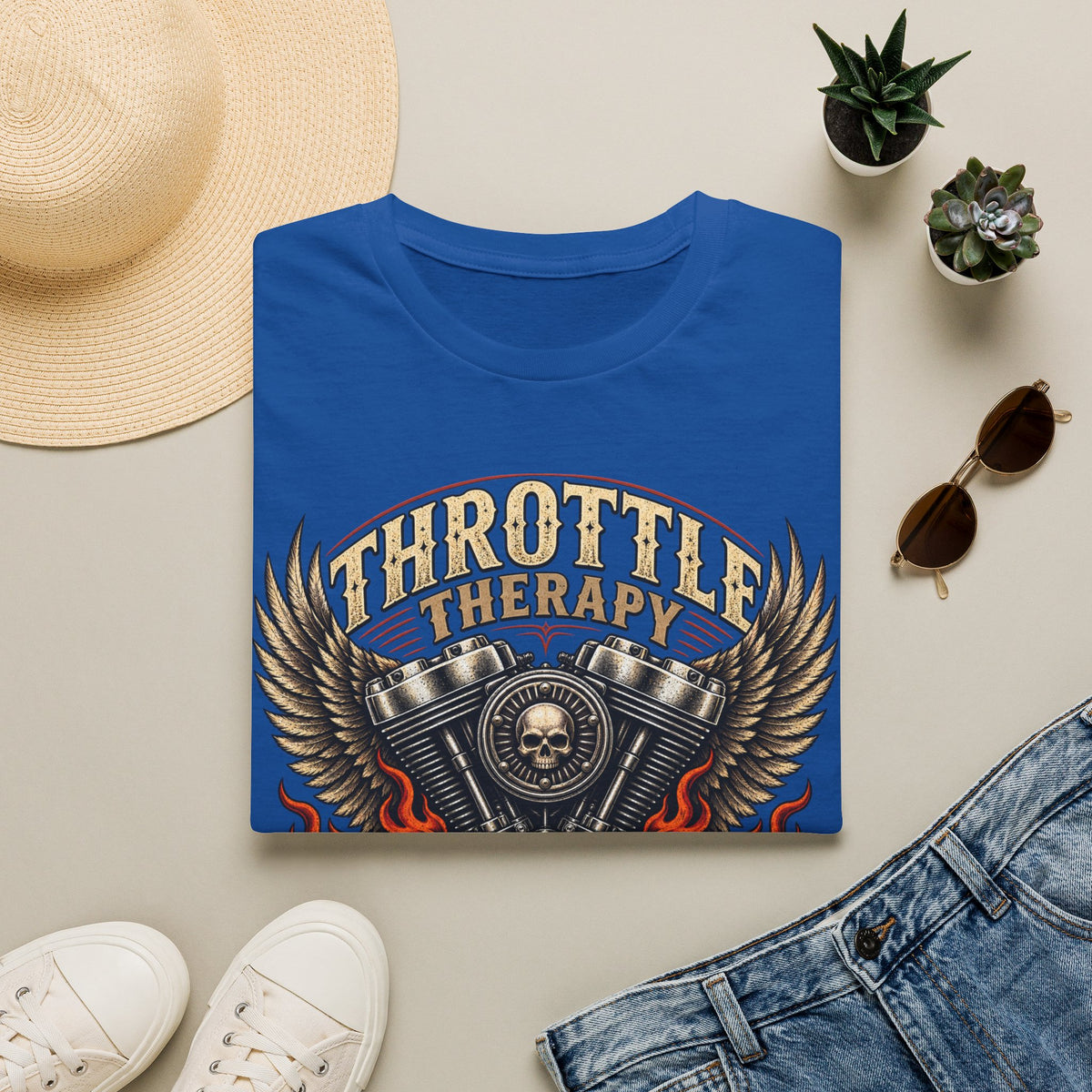 Throttle Therapy Motorcycle T‑Shirt — Fueled by Freedom Riding Tee