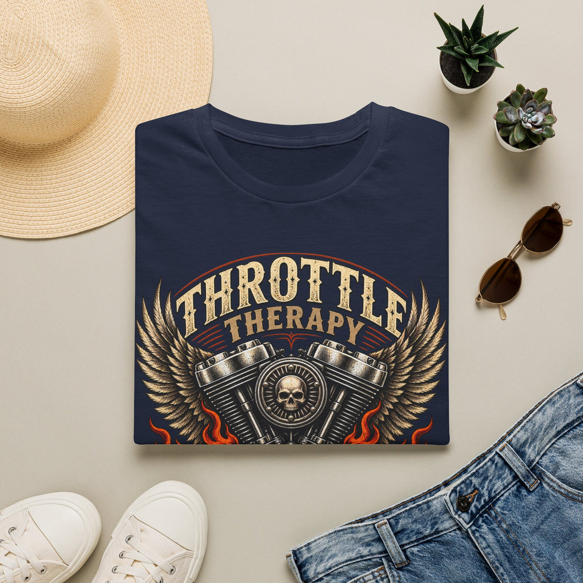 Throttle Therapy Motorcycle T‑Shirt — Fueled by Freedom Riding Tee