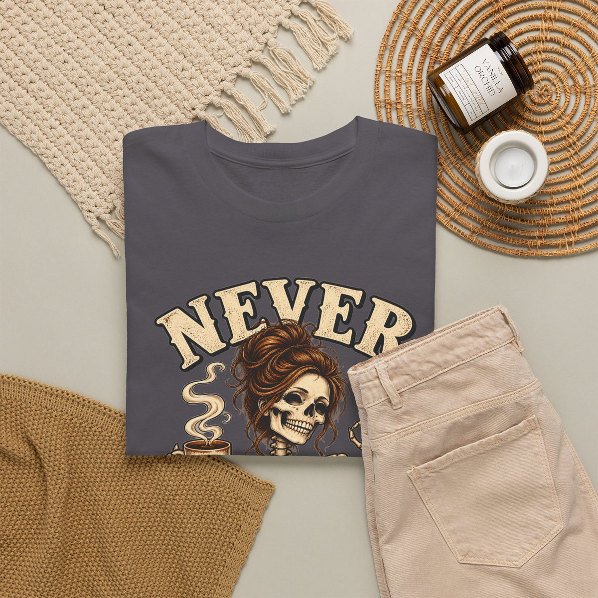 Never Better Skeleton Coffee Graphic Tee