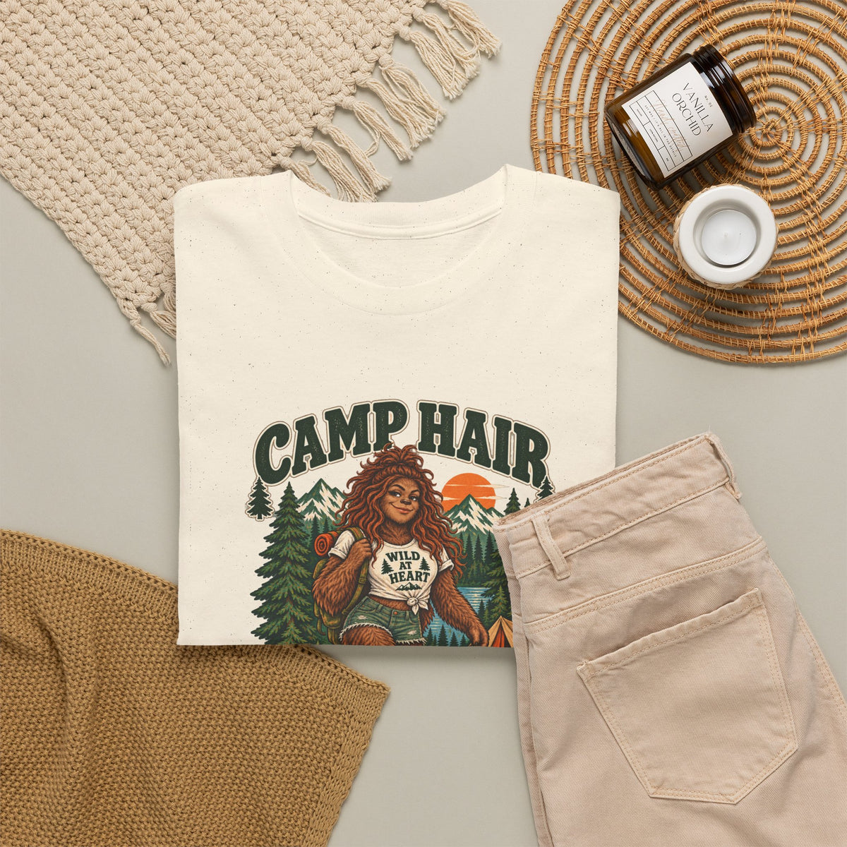 Camp Hair Don't Care T-Shirt — Retro Camping Graphic Tee