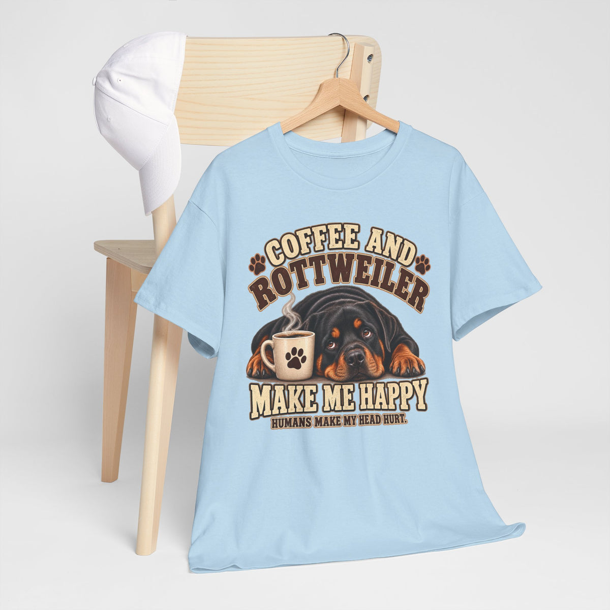 Coffee and Rottweiler Tee — "Coffee and Rottweiler Make Me Happy" Dog Lover Shirt