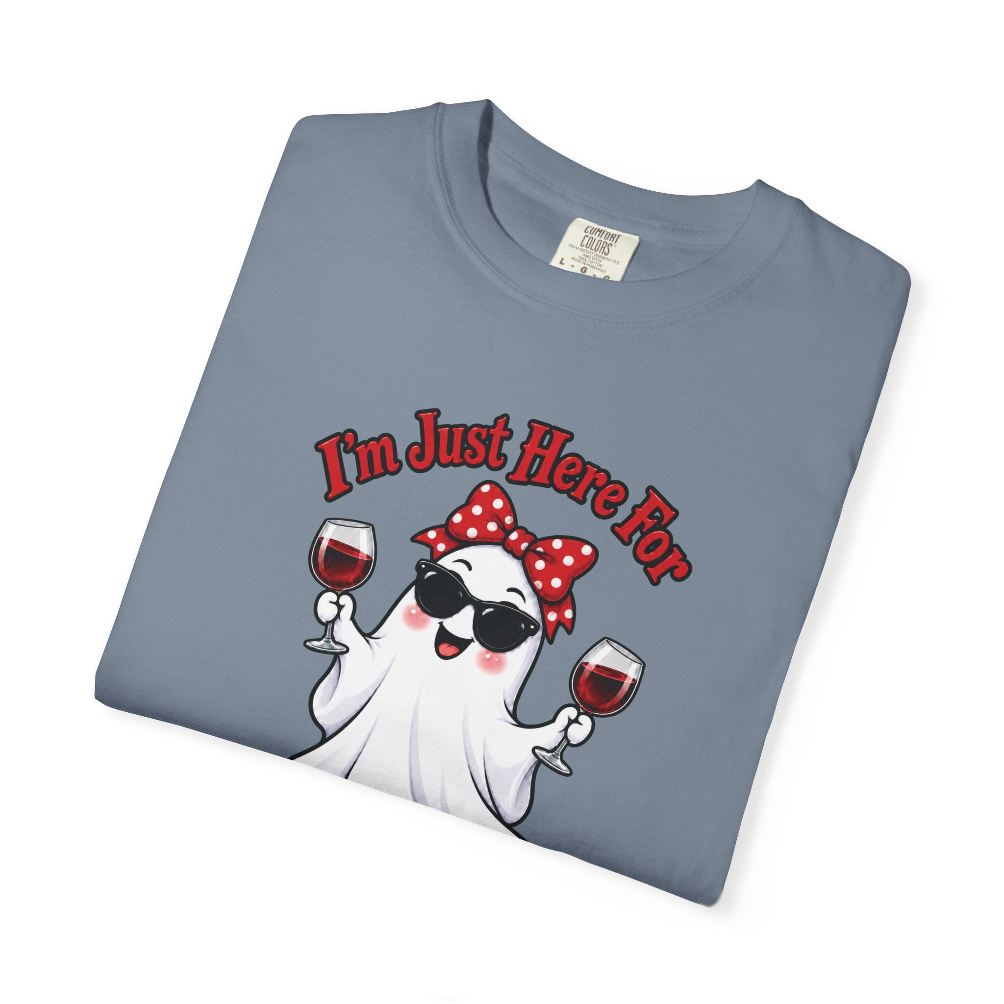 Wine Ghost T-Shirt — "I'm Just Here For The Spirits" Halloween Tee