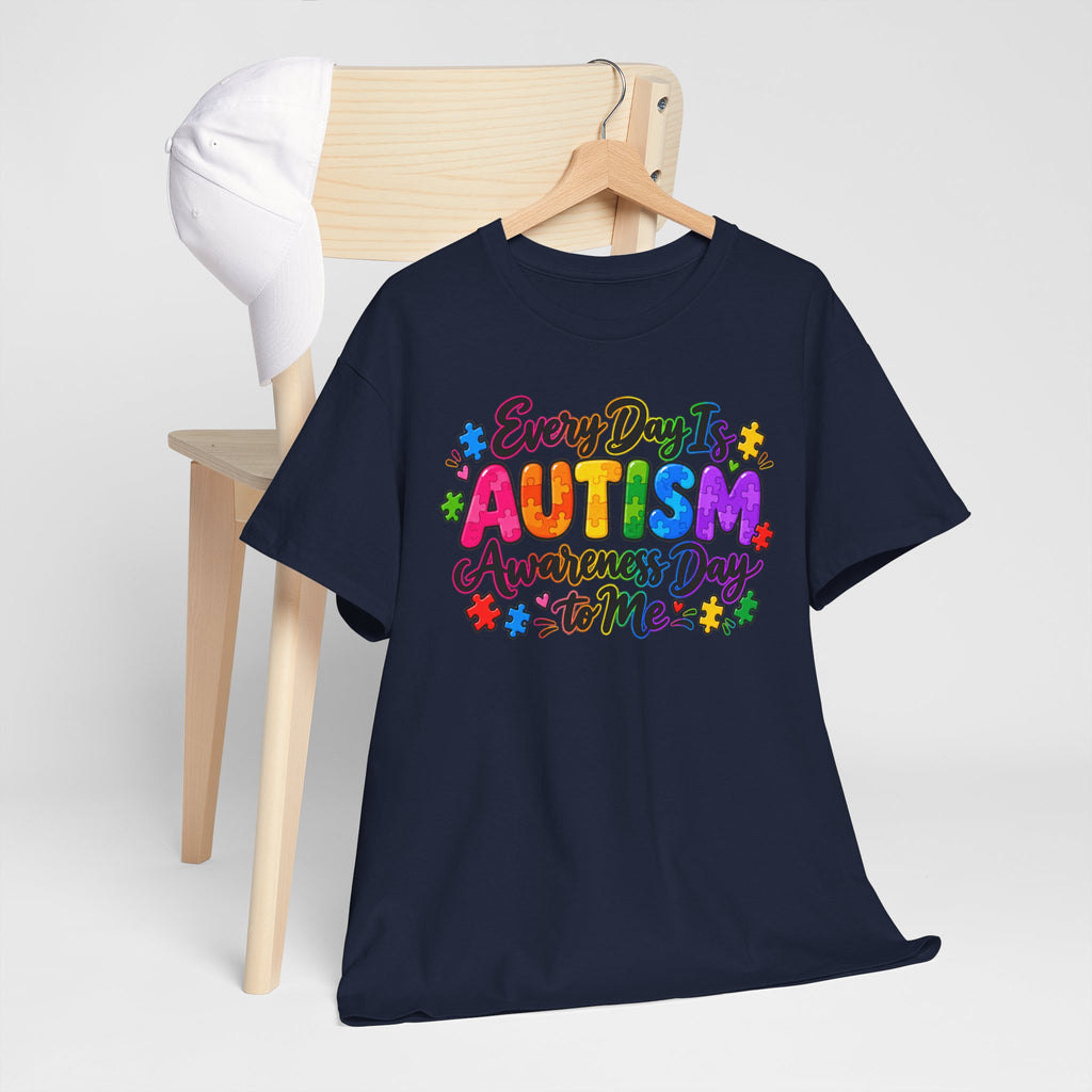 Autism Awareness T-Shirt — "Every Day Is Autism Awareness Day to Me" Colorful Puzzle Tee