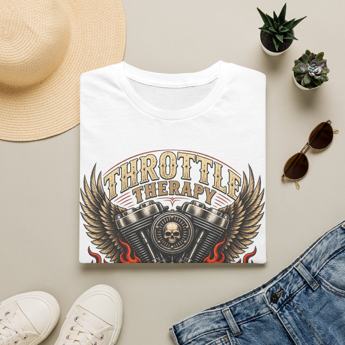 Throttle Therapy Motorcycle T‑Shirt — Fueled by Freedom Riding Tee