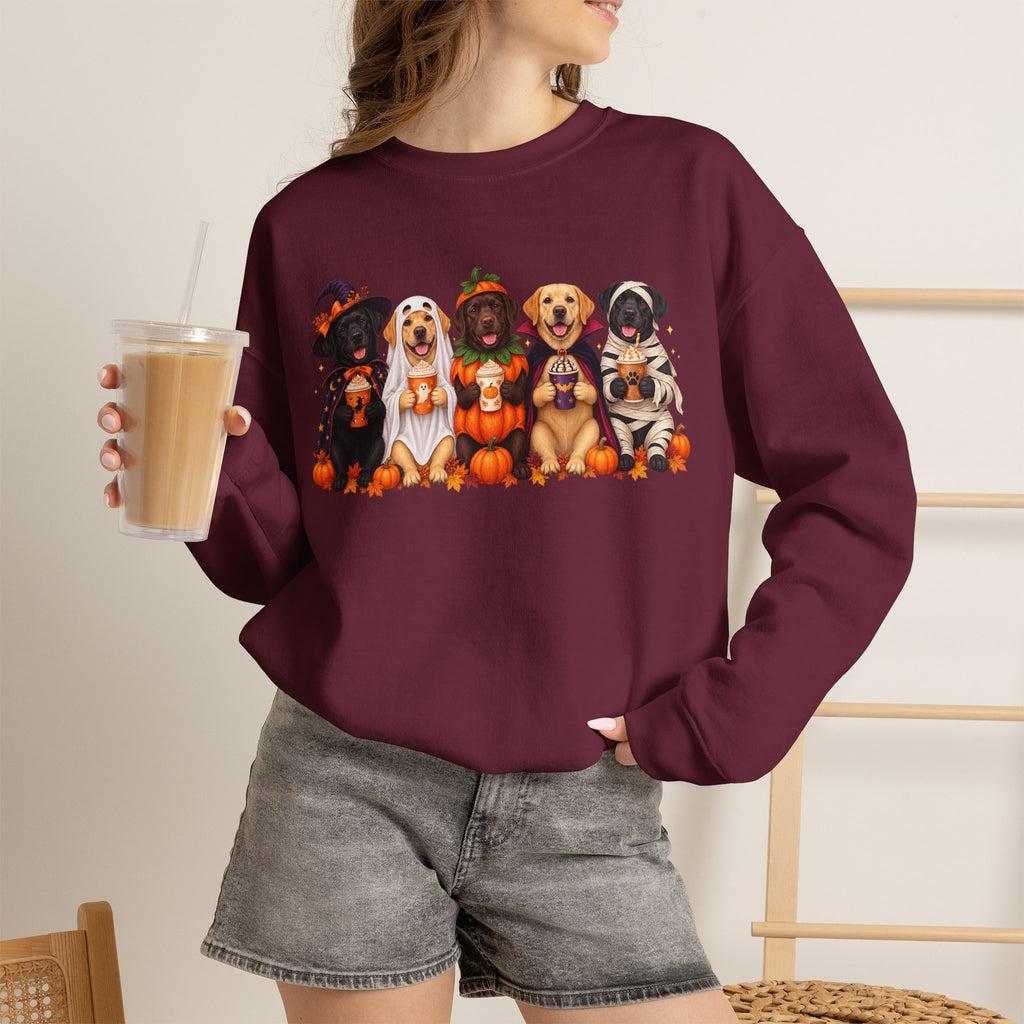 Halloween Dogs Crewneck Sweatshirt — Cute Puppies in Costumes Fall Pullover