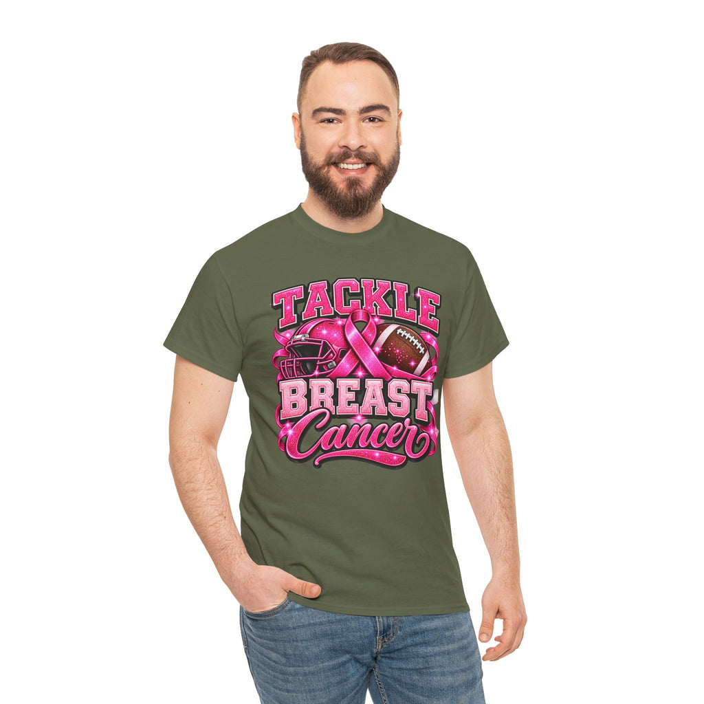 T-Shirt — "Tackle Breast Cancer" Pink Football Awareness Tee