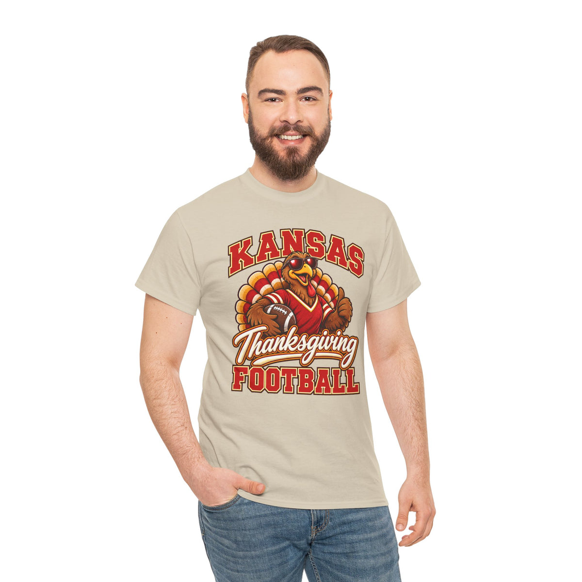 Kansas Thanksgiving Football T‑Shirt — Turkey Mascot Holiday Game Tee