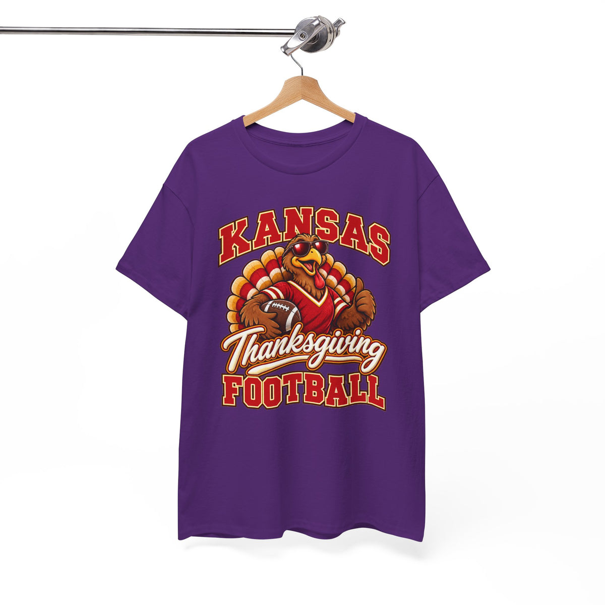Kansas Thanksgiving Football T‑Shirt — Turkey Mascot Holiday Game Tee