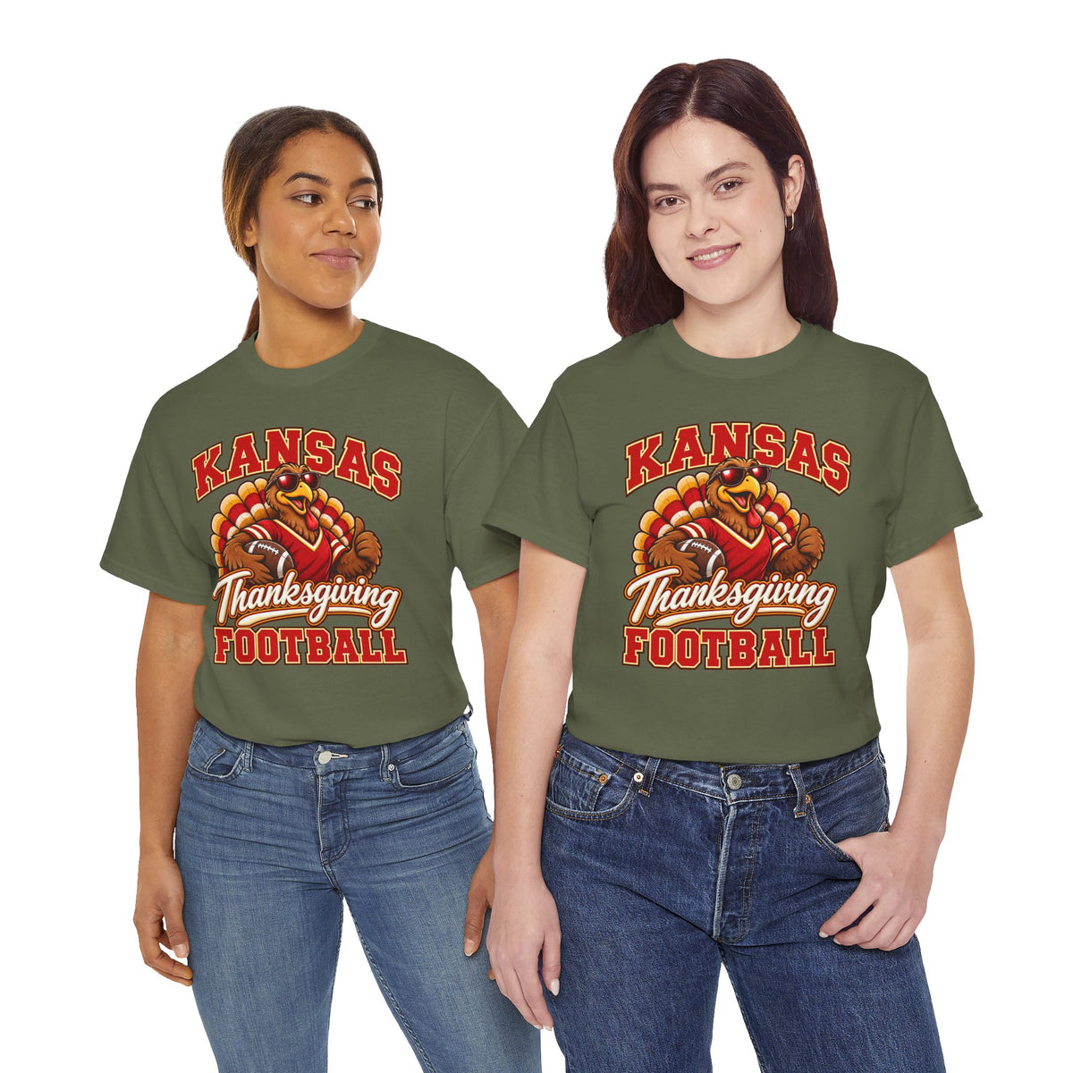 Kansas Thanksgiving Football T‑Shirt — Turkey Mascot Holiday Game Tee