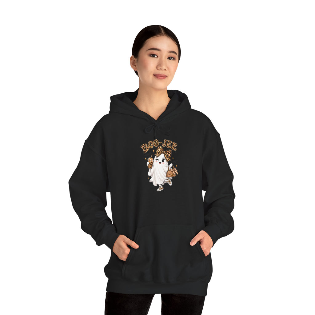 Leopard Bow Ghost Hoodie — Cute Halloween Pumpkin Sweatshirt