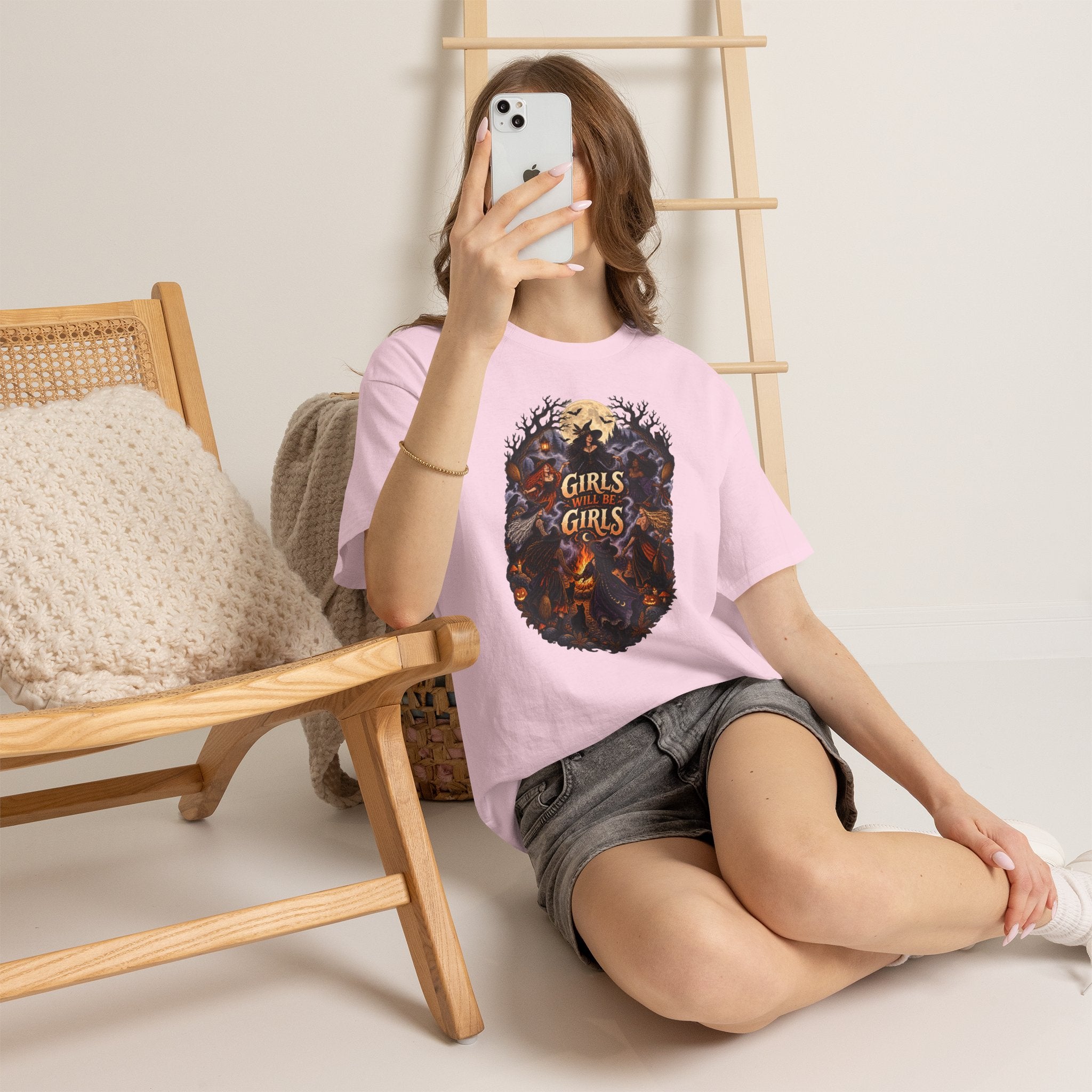 Girls Will Be Girls T-Shirt — Witchy Campfire Illustration Tee