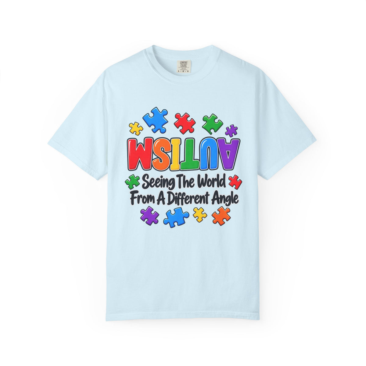 Autism Awareness T-Shirt — "Seeing the World From a Different Angle" Puzzle Design