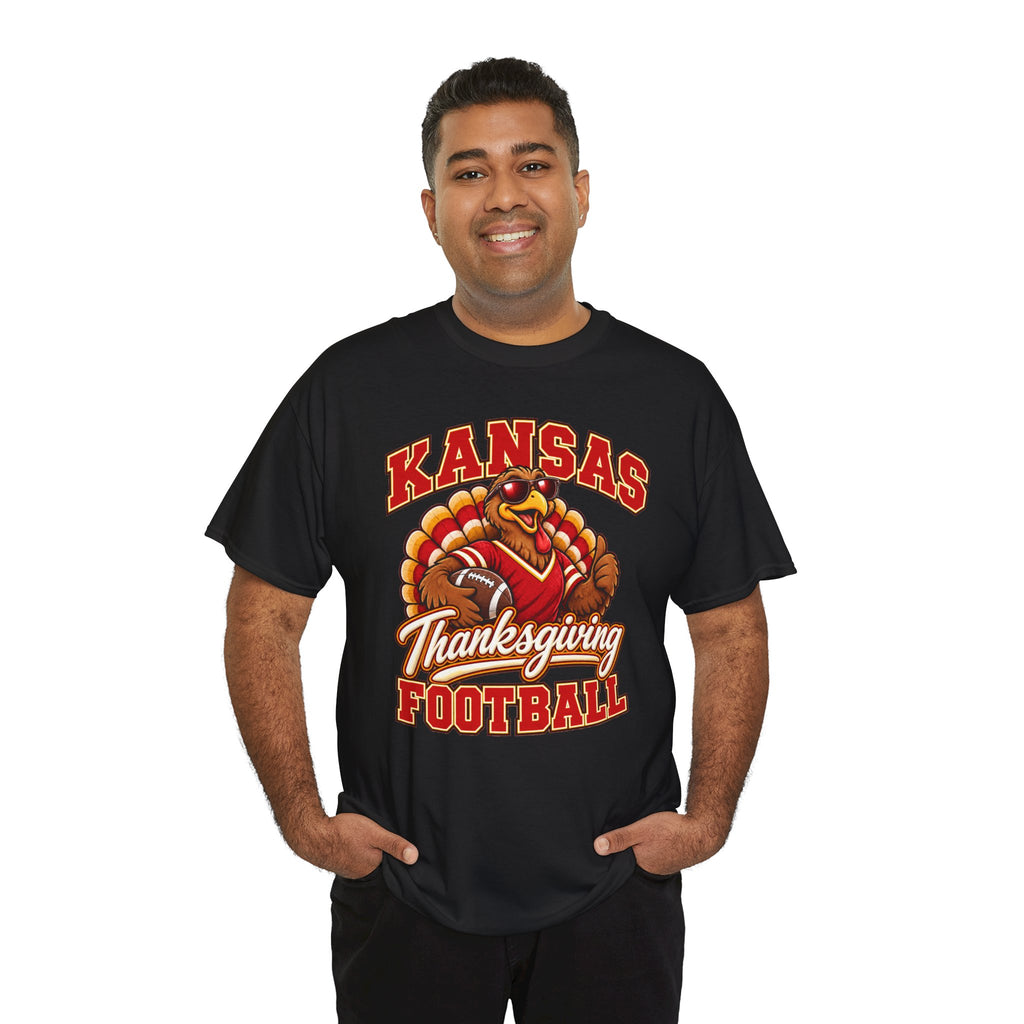 Kansas Thanksgiving Football T‑Shirt — Turkey Mascot Holiday Game Tee