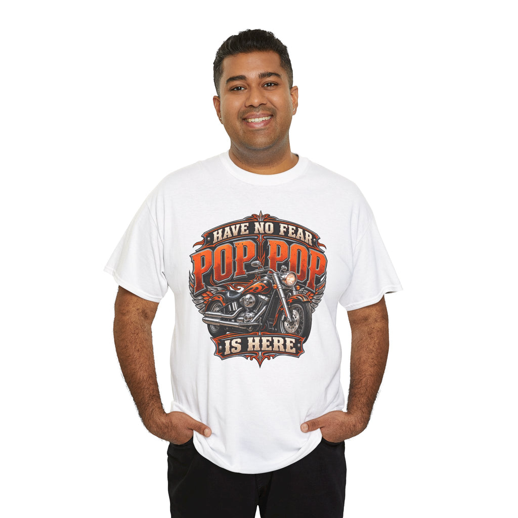 Pop Pop Is Here Motorcycle Dad T-Shirt