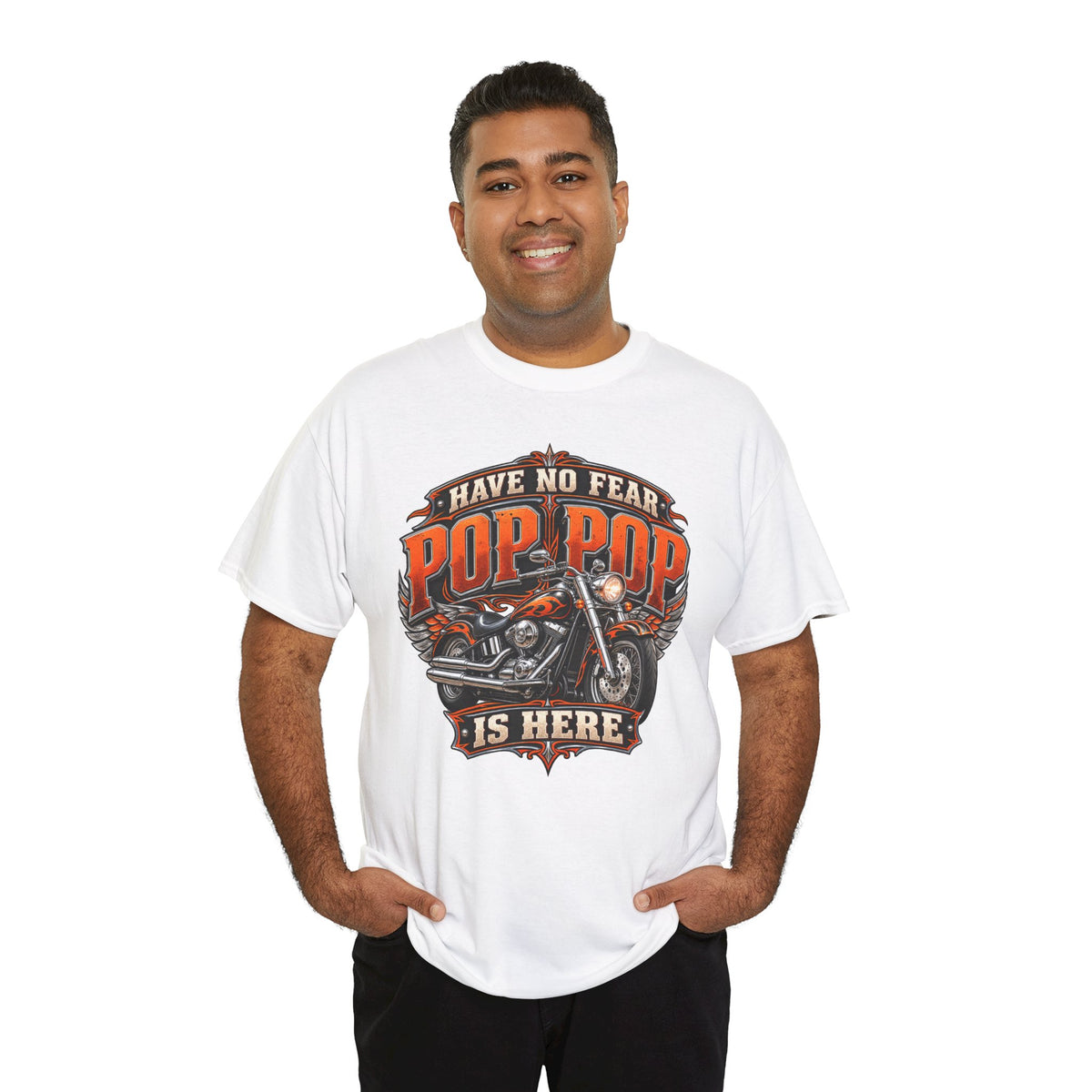 Pop Pop Is Here Motorcycle Dad T-Shirt