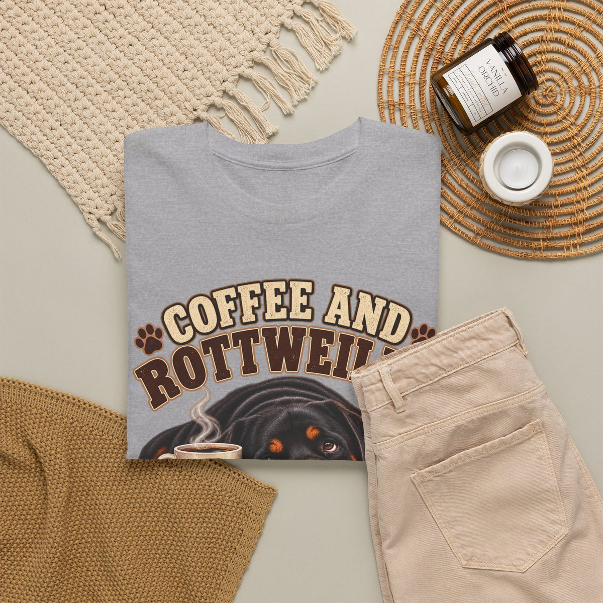 Coffee and Rottweiler Tee — "Coffee and Rottweiler Make Me Happy" Dog Lover Shirt
