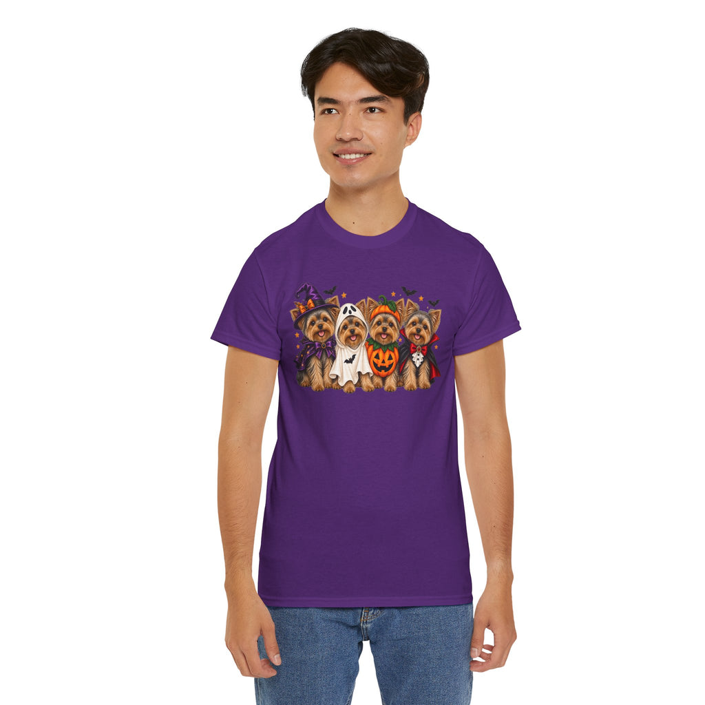 Halloween Yorkie T-Shirt — Cute Yorkies in Costumes (Pumpkin, Ghost, Witch, Vampire)