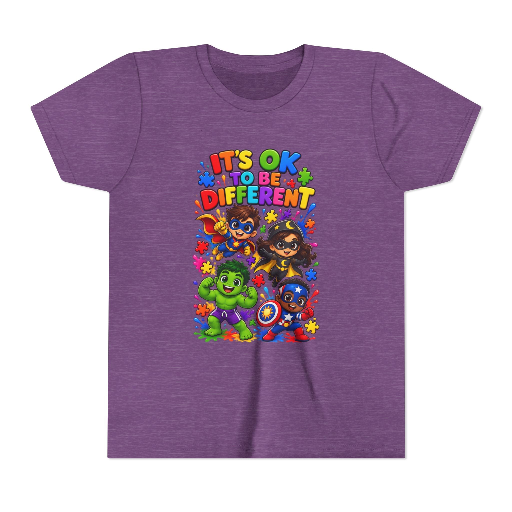Kids T-Shirt — "It's OK to Be Different" Colorful Superhero Diversity Tee