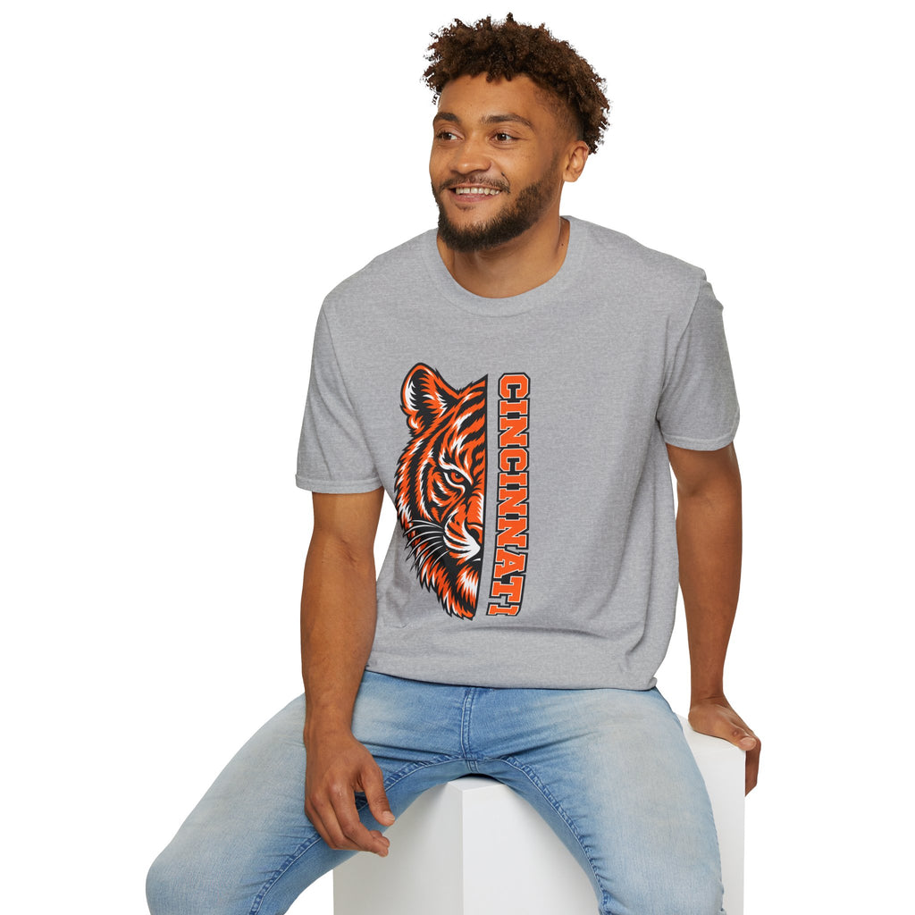 Cincinnati Tiger Head Vertical Graphic T-Shirt