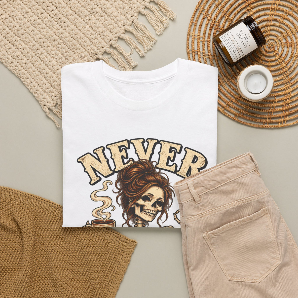 Never Better Skeleton Coffee Graphic Tee