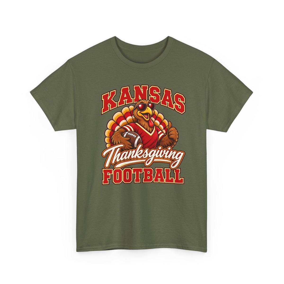 Kansas Thanksgiving Football T‑Shirt — Turkey Mascot Holiday Game Tee