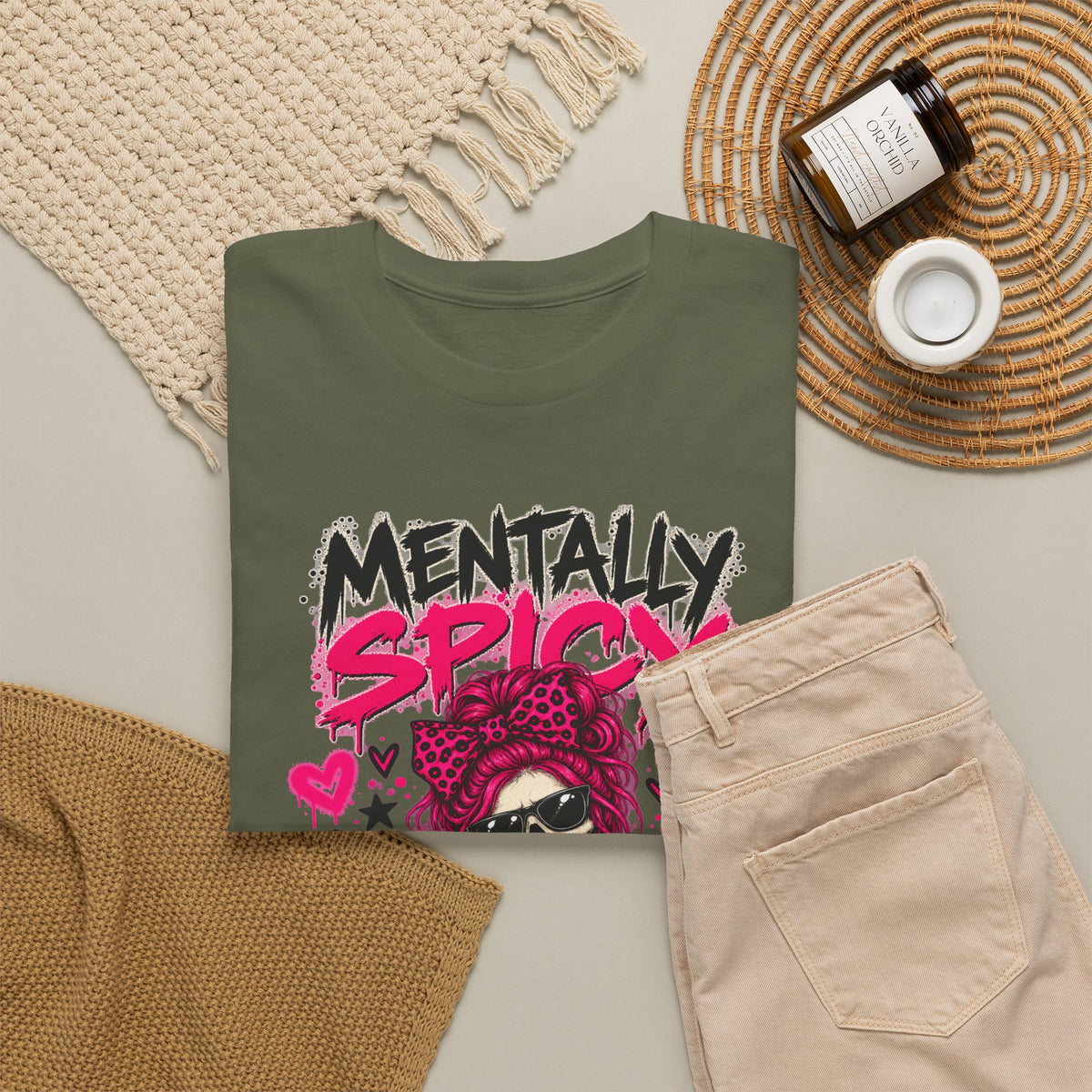 Mentally Spicy Skeleton Graphic T-Shirt