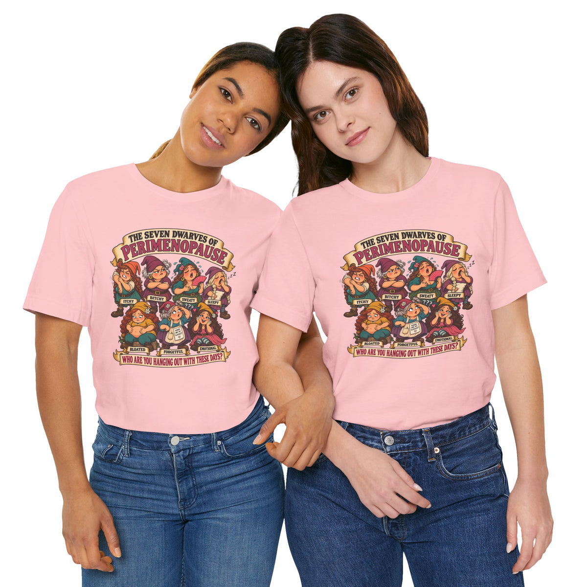 Perimenopause Tee — "The Seven Dwarves of Perimenopause" Funny Women’s Health Shirt