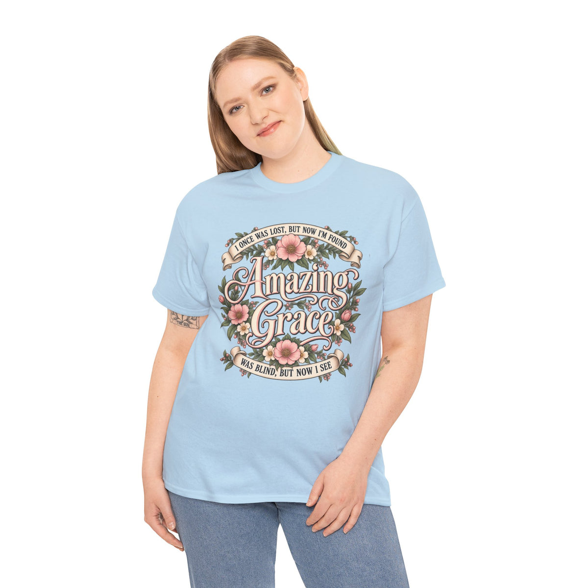 Amazing Grace Floral T-Shirt — Vintage Christian Faith Tee
