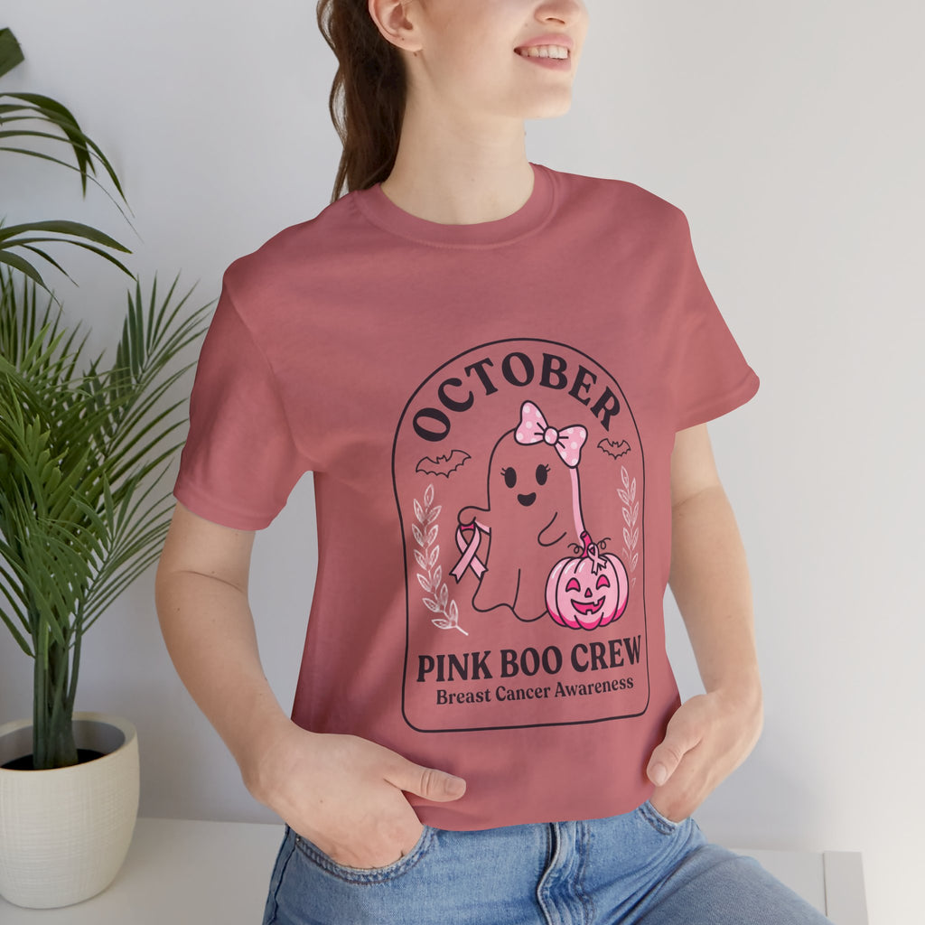 October Pink Boo Crew Tee — Breast Cancer Awareness Ghost T-Shirt