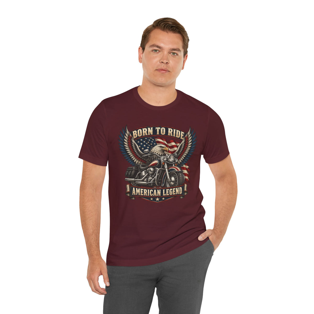 Born to Ride Eagle Motorcycle Tee — American Legend Patriotic T-Shirt
