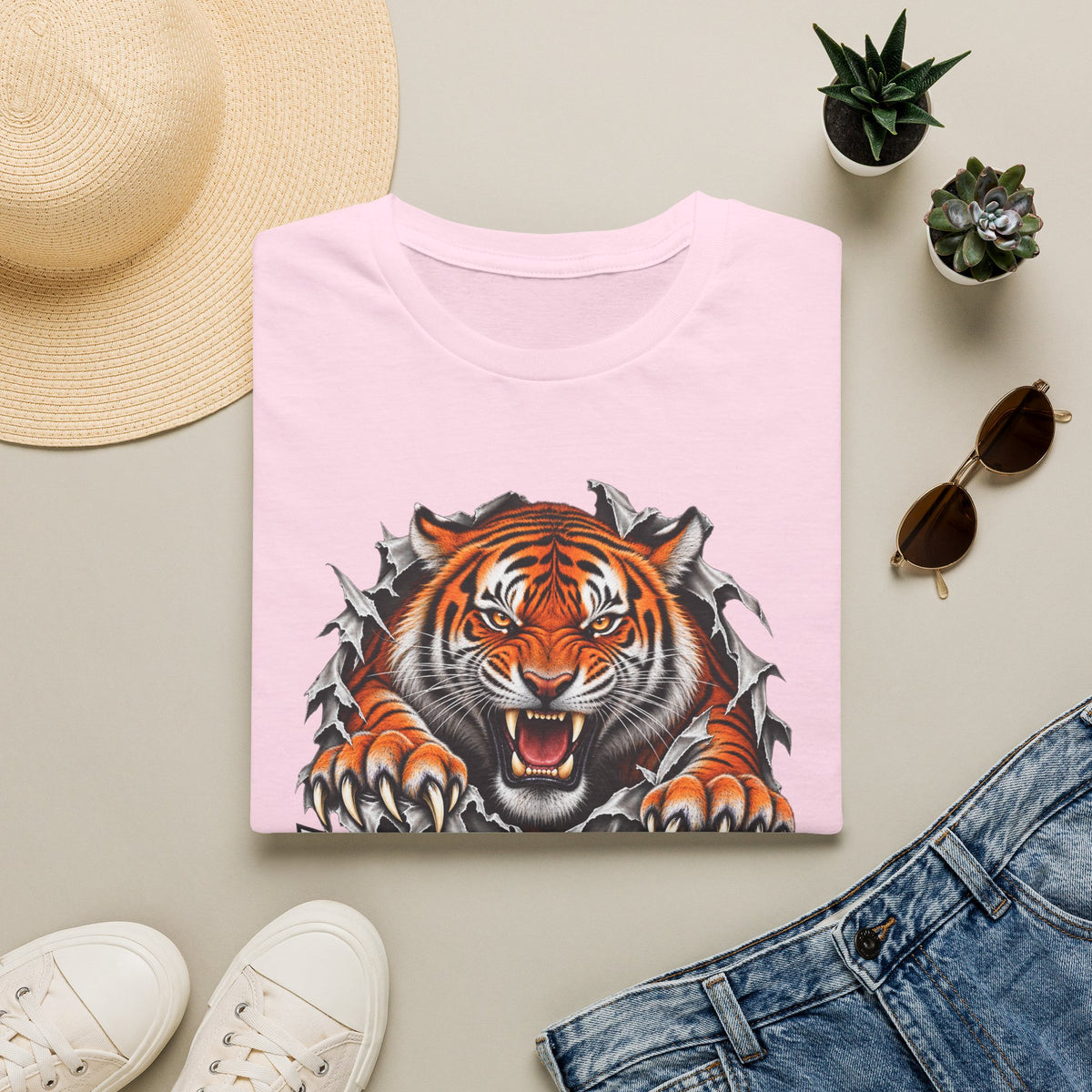 Tiger Graphic T-Shirt — "Who Dey!" Fierce Roaring Design