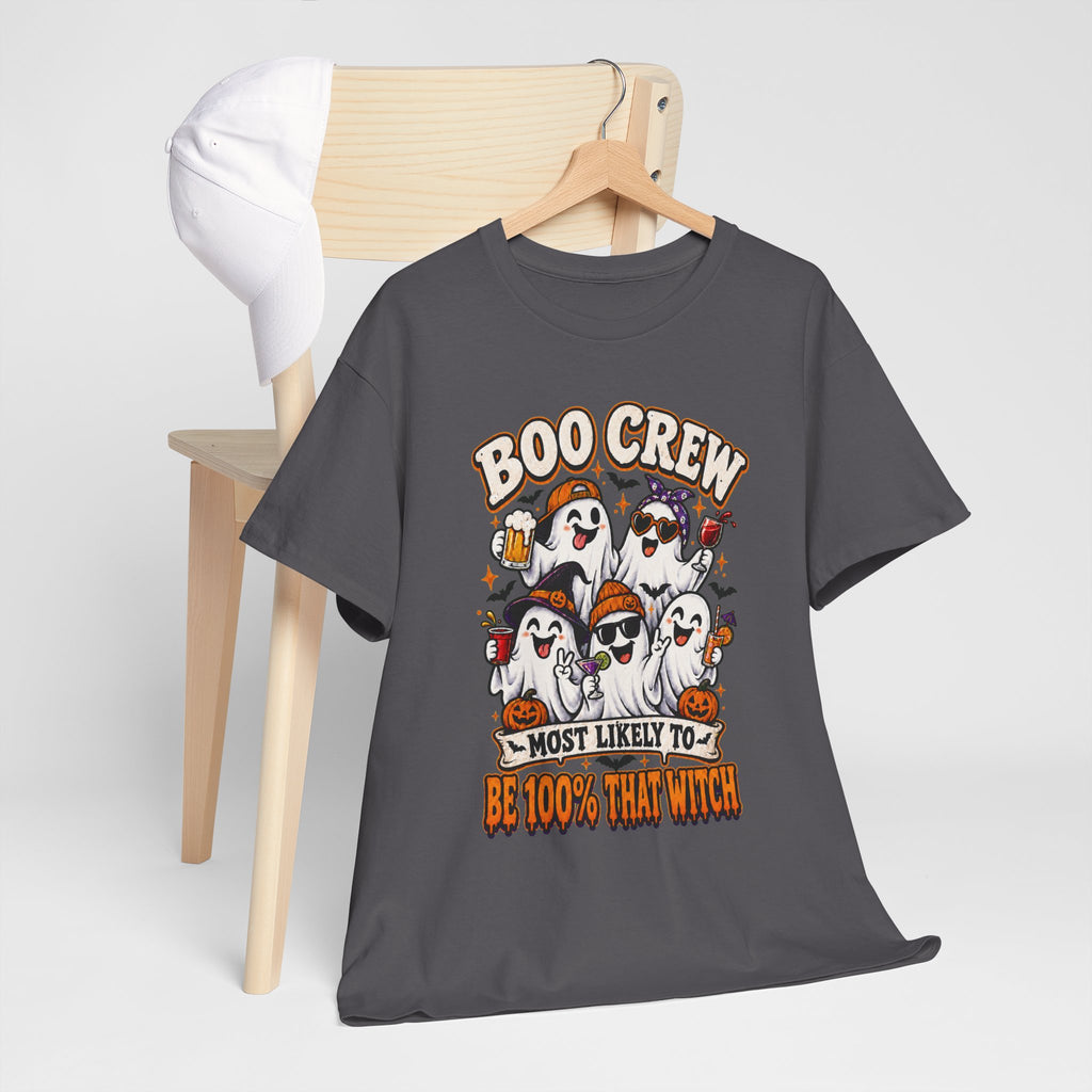 Boo Crew Halloween T-Shirt – "Most Likely To Be 100% That Witch" Ghosts Tee